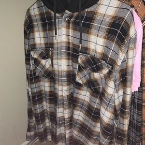 button up flannel with hood